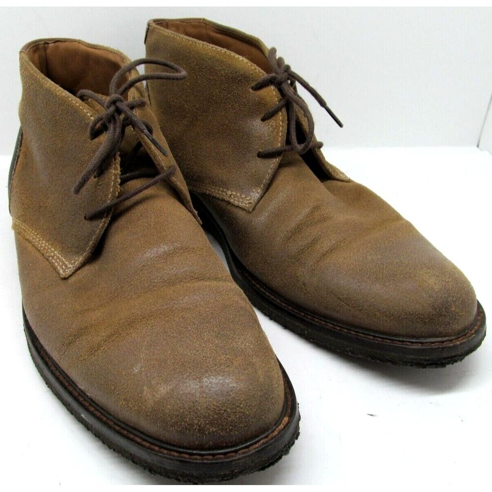 Johnston & Murphy Copeland Brown Leather Sheepskin Chukka Boots Mens Size 10.5
